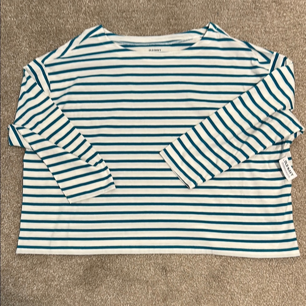 Old Navy Blue and White Striped Shirt